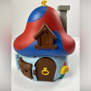 The Smurfs Blue MUSHROOM HOUSE PLAYSET Jakks Pacific Peyo HTF 2008